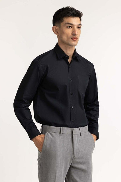 Black Self Textured Formal Shirt Men Fashion - Knzcollection