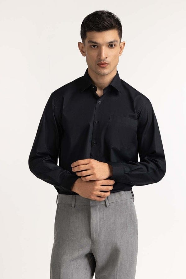 Black Self Textured Formal Shirt Men Fashion - Knzcollection