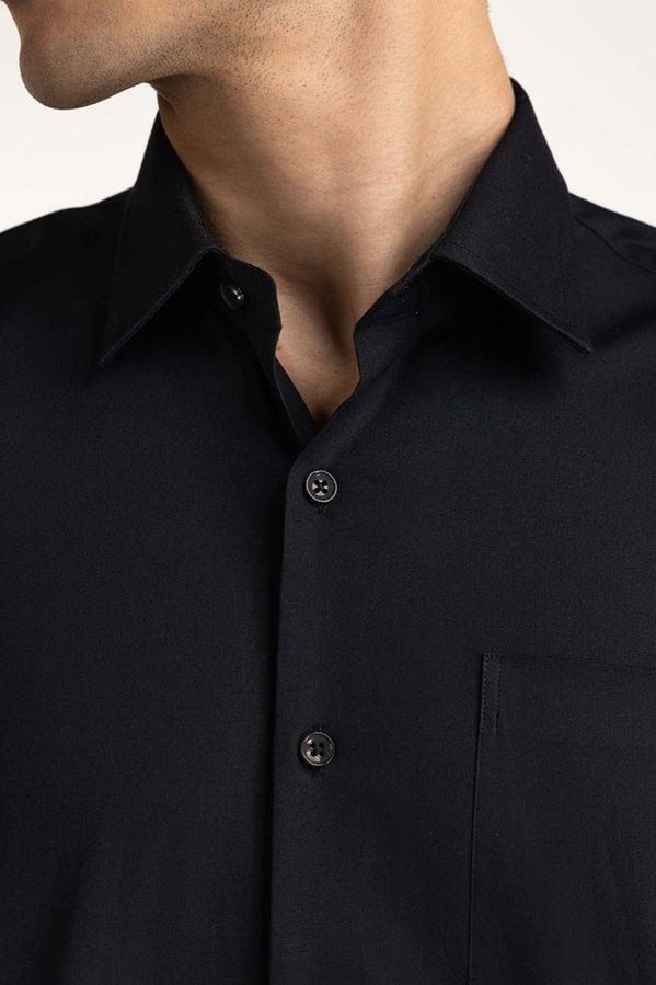 Black Self Textured Formal Shirt Men Fashion - Knzcollection