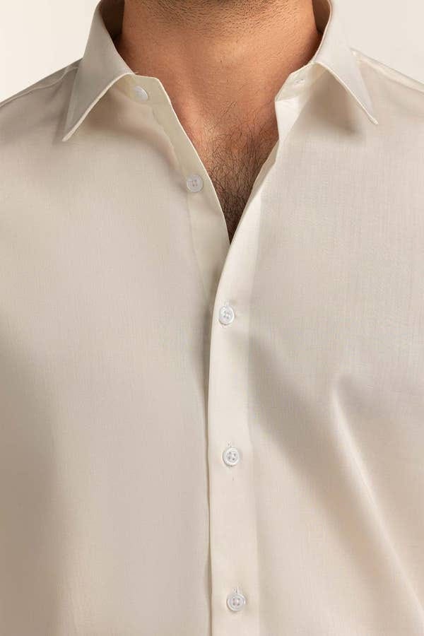 White Plain Texture Formal Shirt - Knzcollection