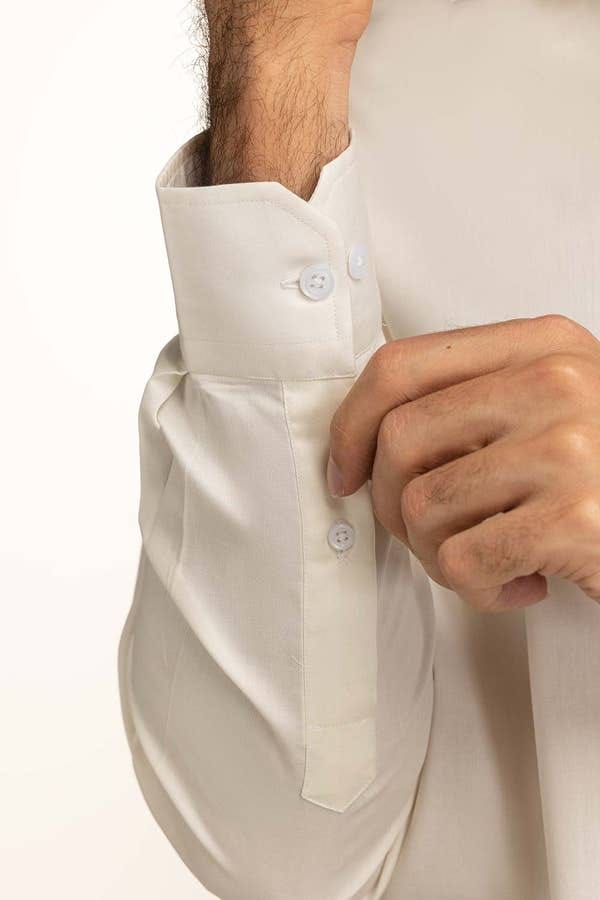 White Plain Texture Formal Shirt - Knzcollection