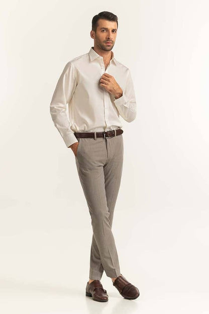 White Plain Texture Formal Shirt - Knzcollection