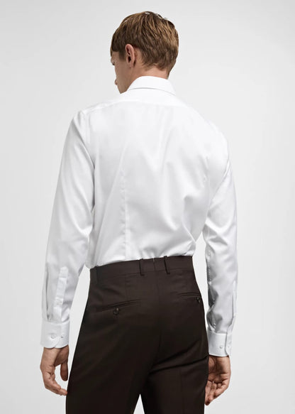 Plain White Self Textured Formal Shirt - Knzcollection