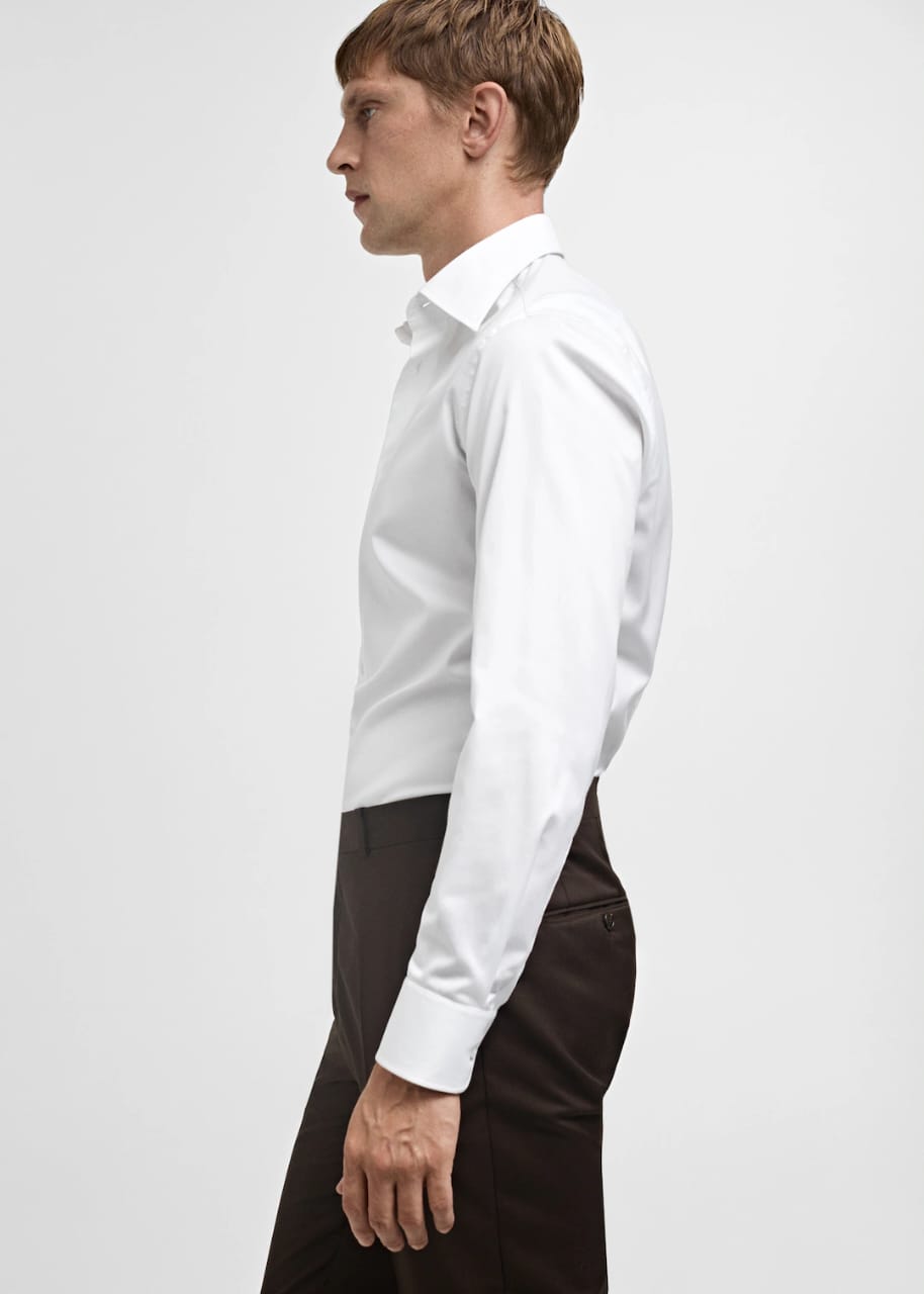 Plain White Self Textured Formal Shirt - Knzcollection