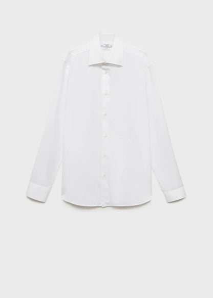 Plain White Self Textured Formal Shirt - Knzcollection