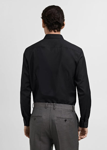 Black Self Textured Formal Shirt -Knzcollection