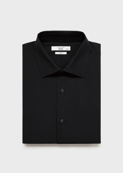 Black Self Textured Formal Shirt -Knzcollection