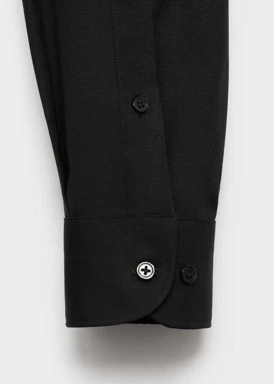 Black Self Textured Formal Shirt -Knzcollection