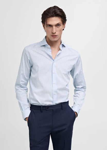 Slim Fit Cotton Stripped Formal Shhirt - Knzcollection