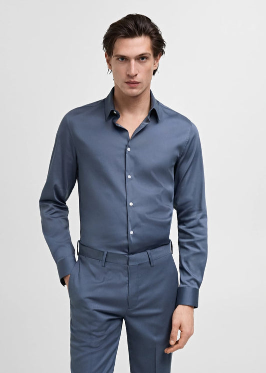 Self Textured Slim Fit Formal Shirt - Knzcollection