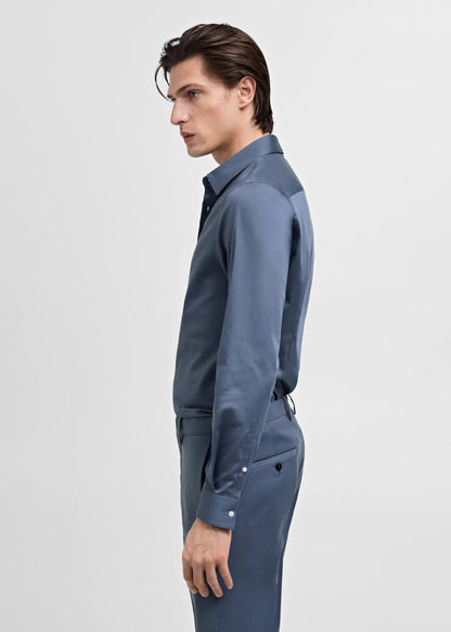 Self Textured Slim Fit Formal Shirt - Knzcollection