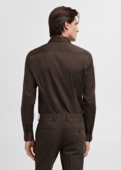 Brown Slim Fit Formal Shirt - Knzcollection