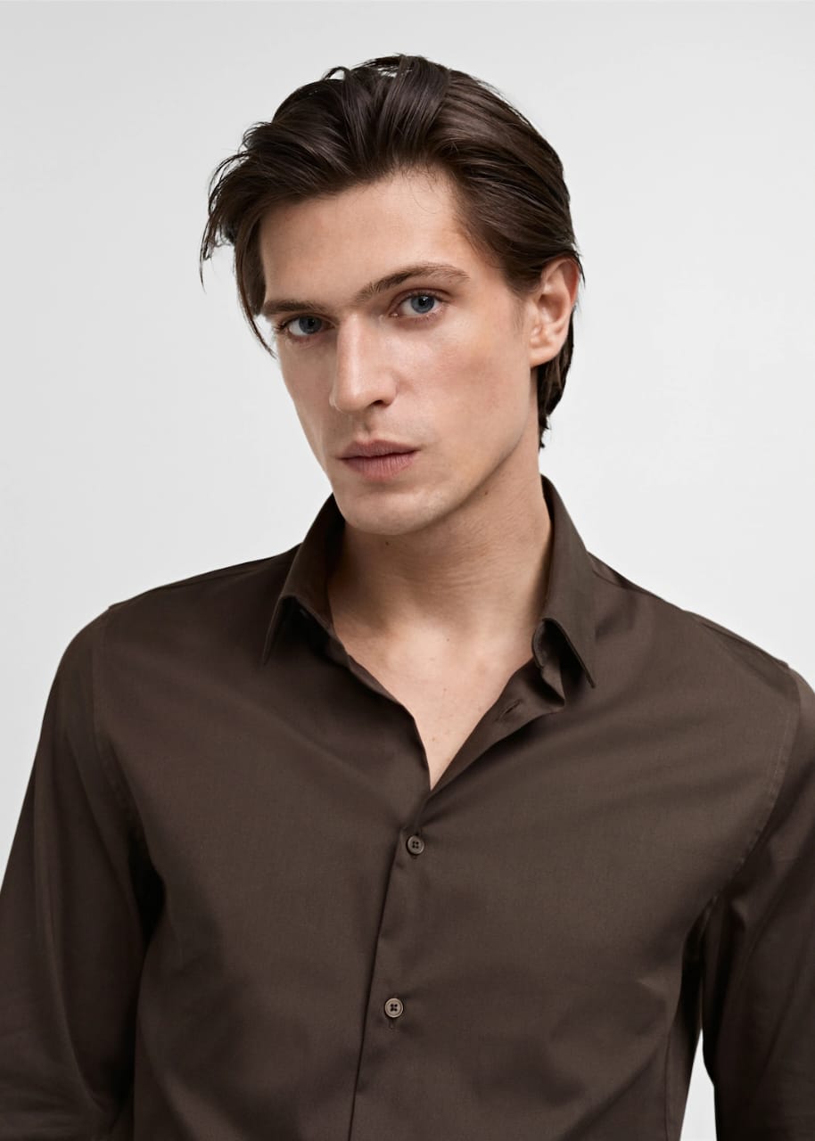 Brown Slim Fit Formal Shirt - Knzcollection