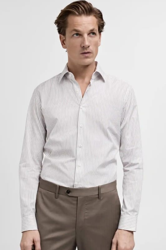 100% Cotton White Slim Fit Formal Shirt - Knzcollection
