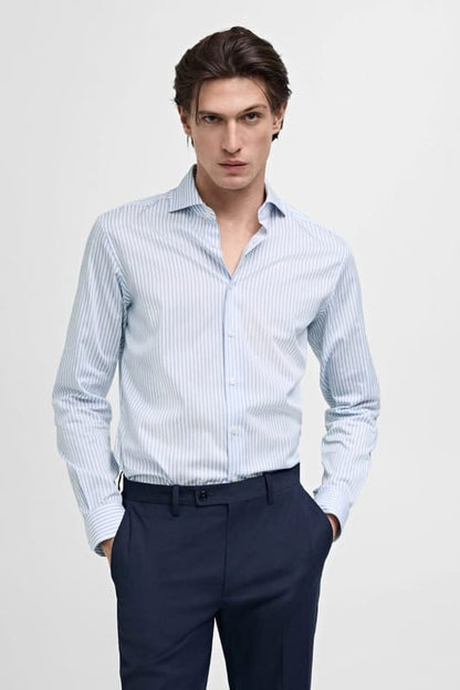 Slim Fit Cotton Stripped Formal Shhirt - Knzcollection